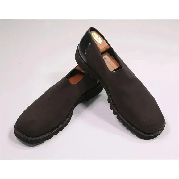 Donald J Pliner Brown Canvas Chunky Loafers 14 M - Picture 8 of 10